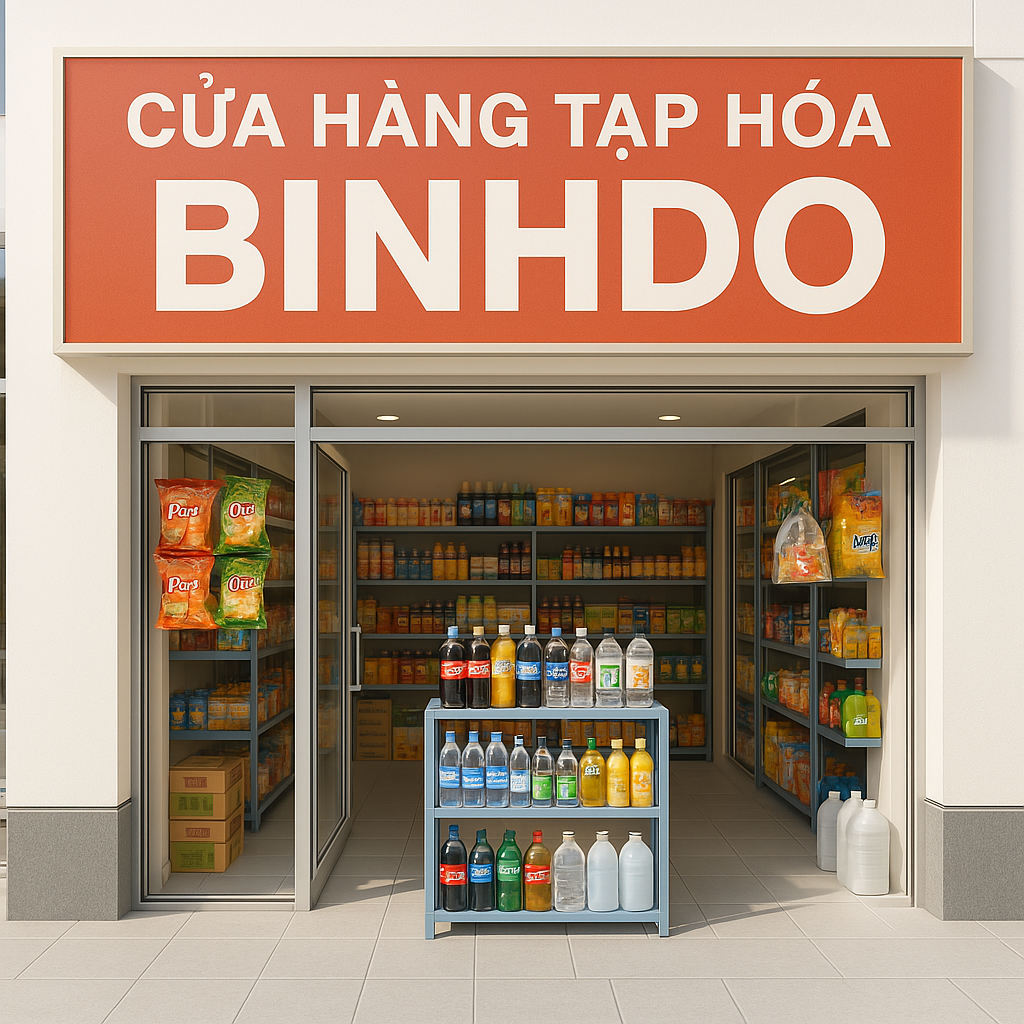 Mặt tiền cửa hàng tạp hóa BINHDO